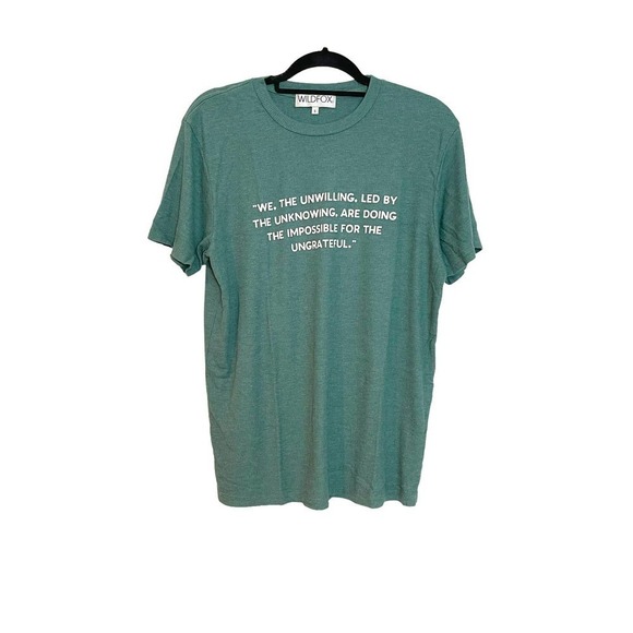 New Wildfox We The Unwilling Statement Crew Neck Boyfriend Tee Green Size Small - Picture 3 of 9